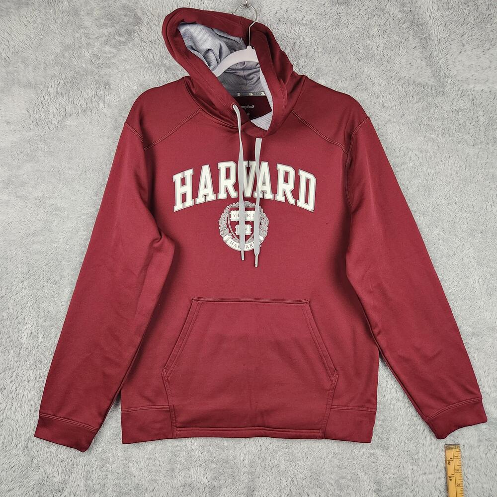 Harvard University Hoodie Mens Medium Red Champion Fleece Spellout Logo Graphic